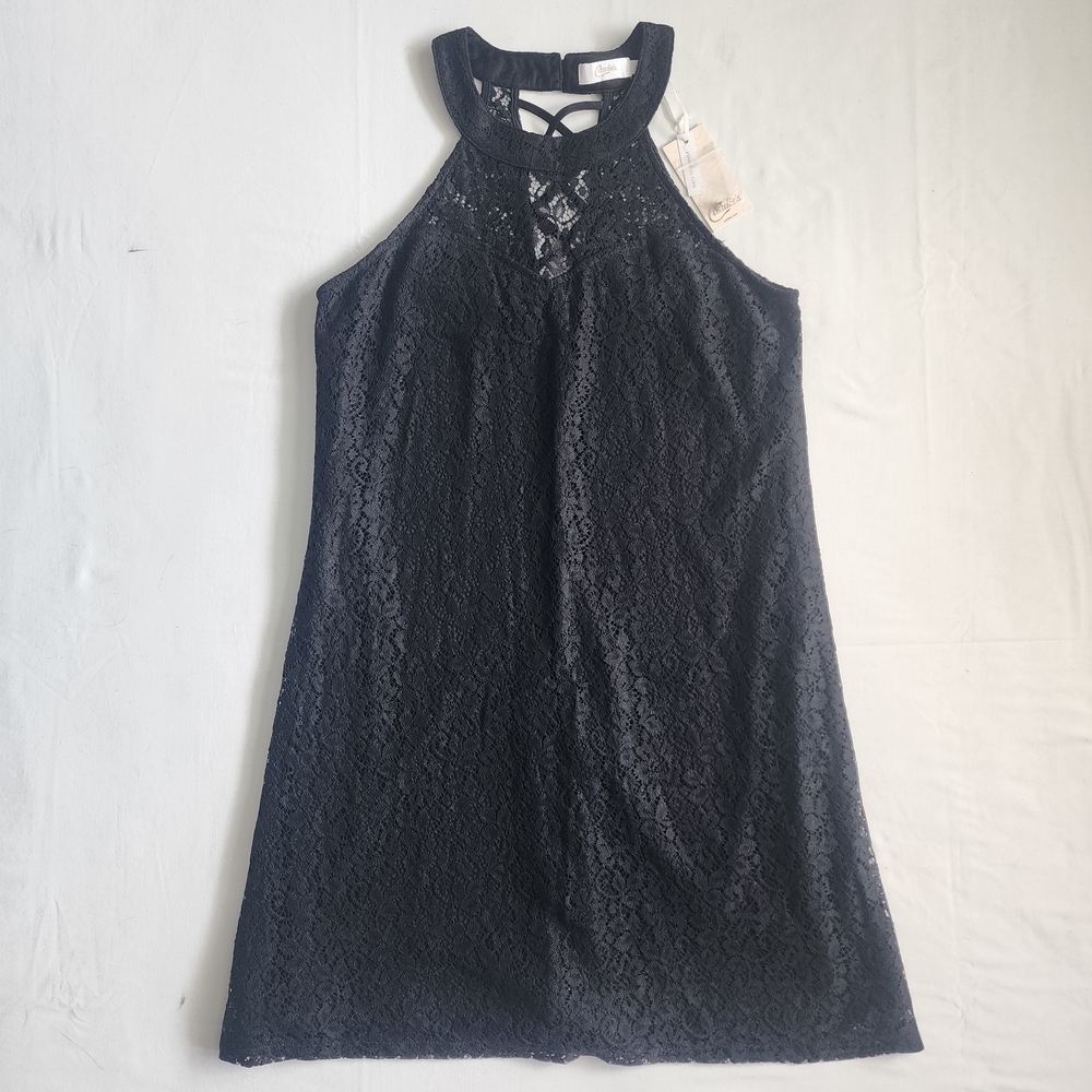 NWT Candie's Size S Mini Black Lace Dress Halter Top  Whimsigoth